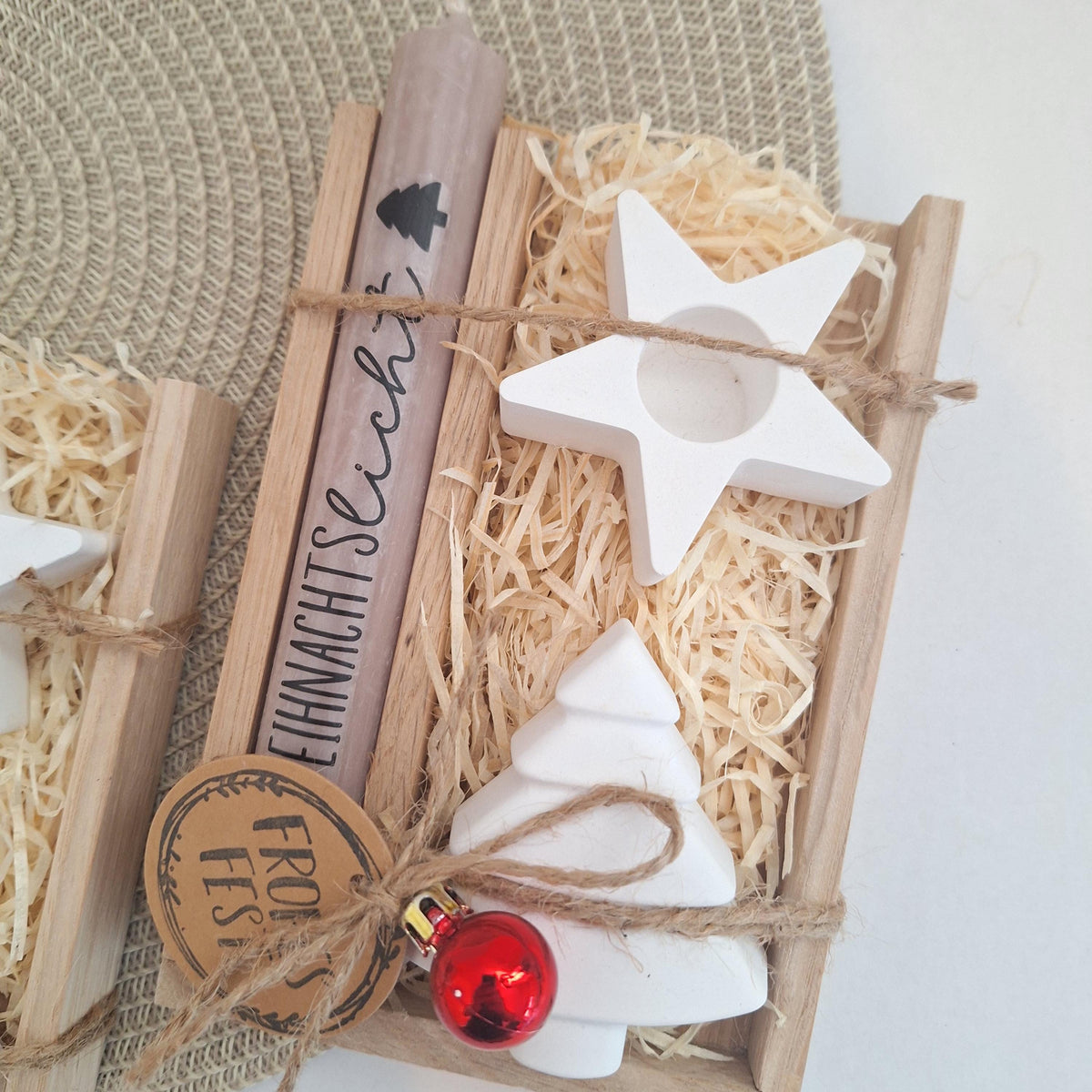 Weihnachten Geschenkset Weihnachtsgeschenk Tannenbaum Kerzenhalter Stern Wichtelgeschenk Kerzenset Wichteln Nikolaus Advent