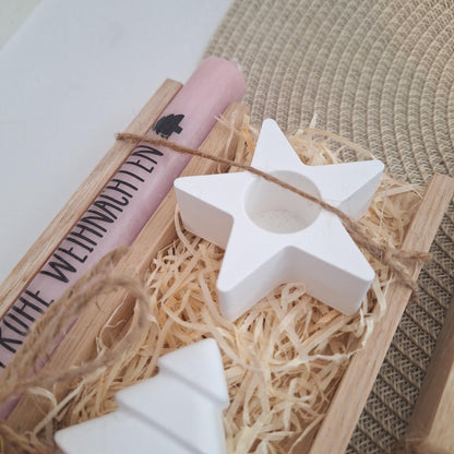 Weihnachten Geschenkset Weihnachtsgeschenk Tannenbaum Kerzenhalter Stern Wichtelgeschenk Kerzenset Wichteln Nikolaus Advent