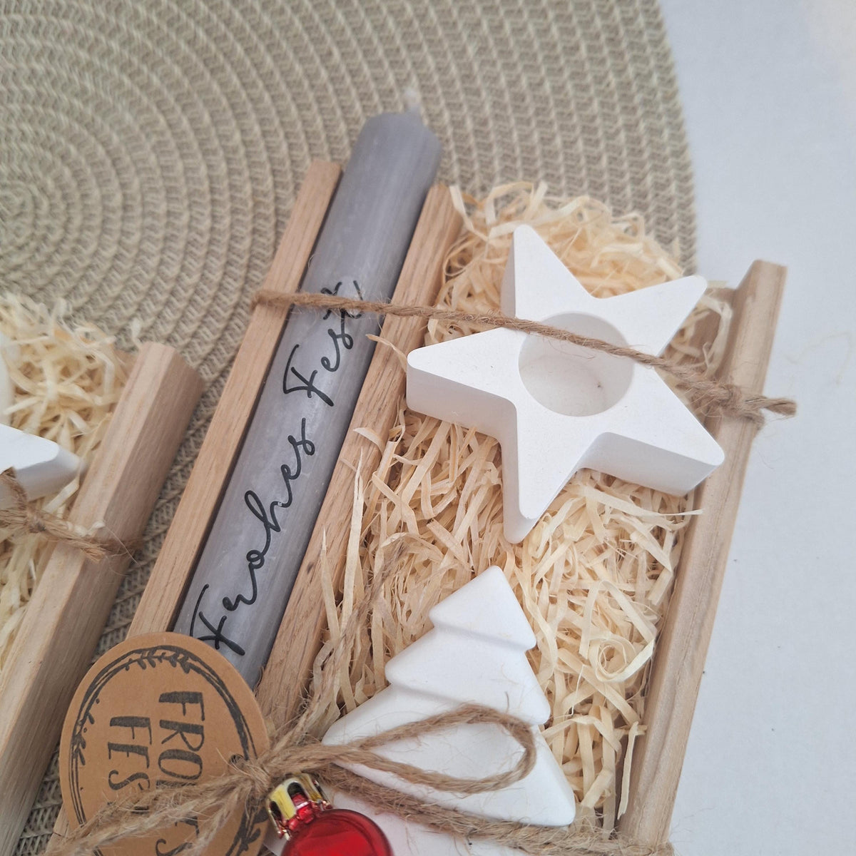 Weihnachten Geschenkset Weihnachtsgeschenk Tannenbaum Kerzenhalter Stern Wichtelgeschenk Kerzenset Wichteln Nikolaus Advent