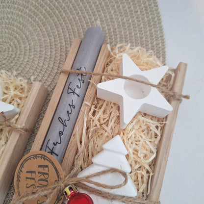 Weihnachten Geschenkset Weihnachtsgeschenk Tannenbaum Kerzenhalter Stern Wichtelgeschenk Kerzenset Wichteln Nikolaus Advent