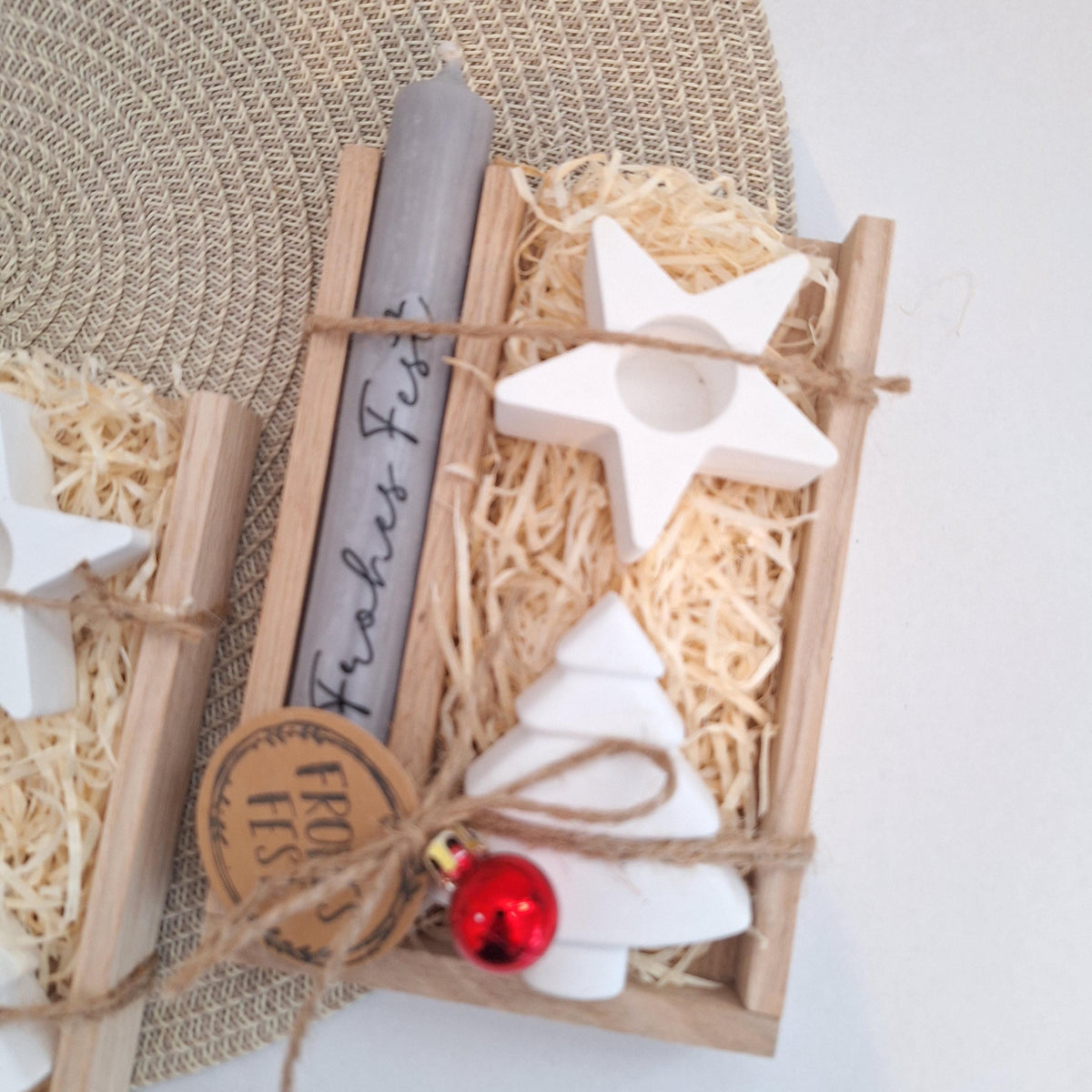 Weihnachten Geschenkset Weihnachtsgeschenk Tannenbaum Kerzenhalter Stern Wichtelgeschenk Kerzenset Wichteln Nikolaus Advent