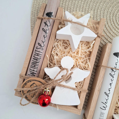 Weihnachten Geschenkset Weihnachtsgeschenk Engel Kerzenhalter Stern Wichtelgeschenk Kerzenset Wichteln Nikolaus Advent