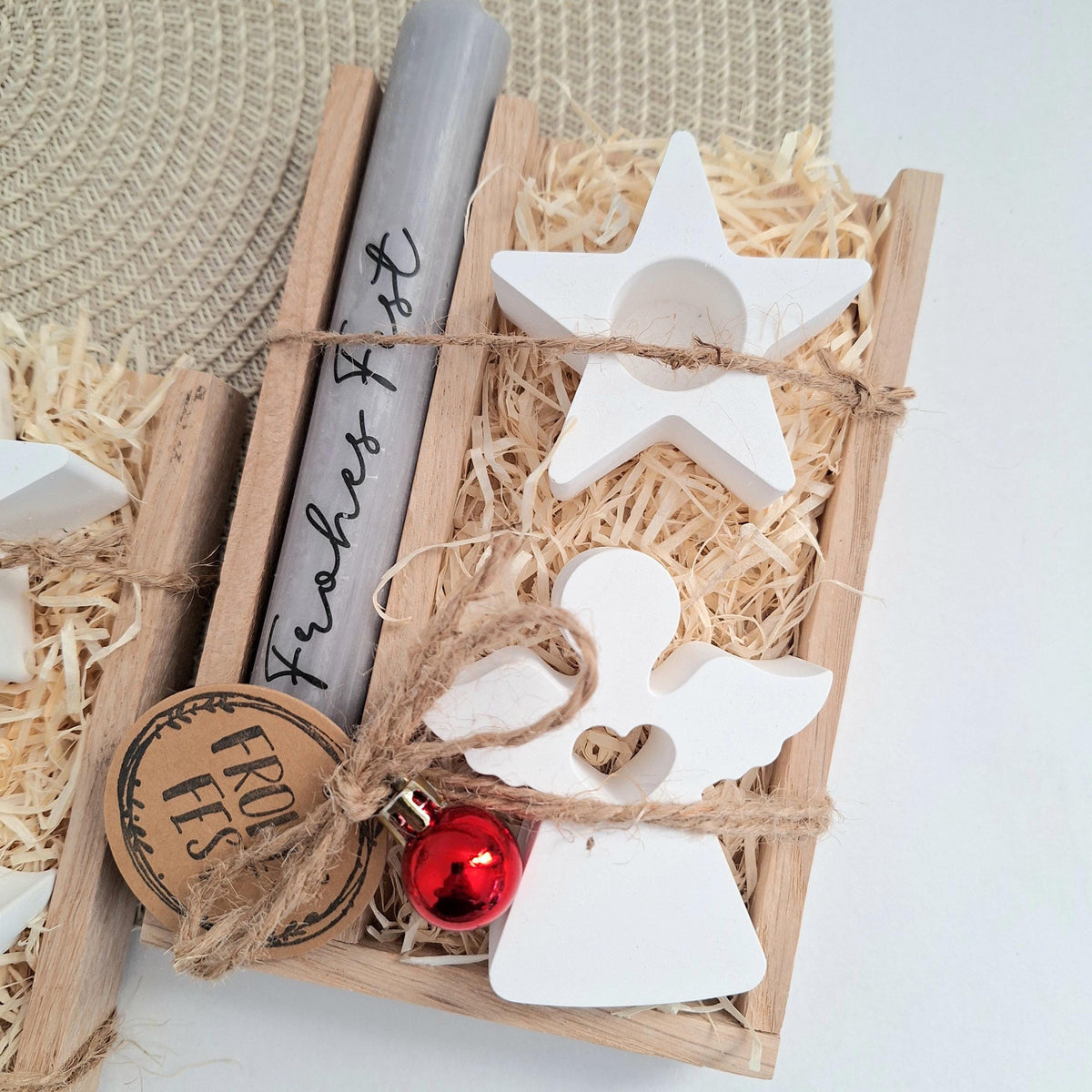 Weihnachten Geschenkset Weihnachtsgeschenk Engel Kerzenhalter Stern Wichtelgeschenk Kerzenset Wichteln Nikolaus Advent