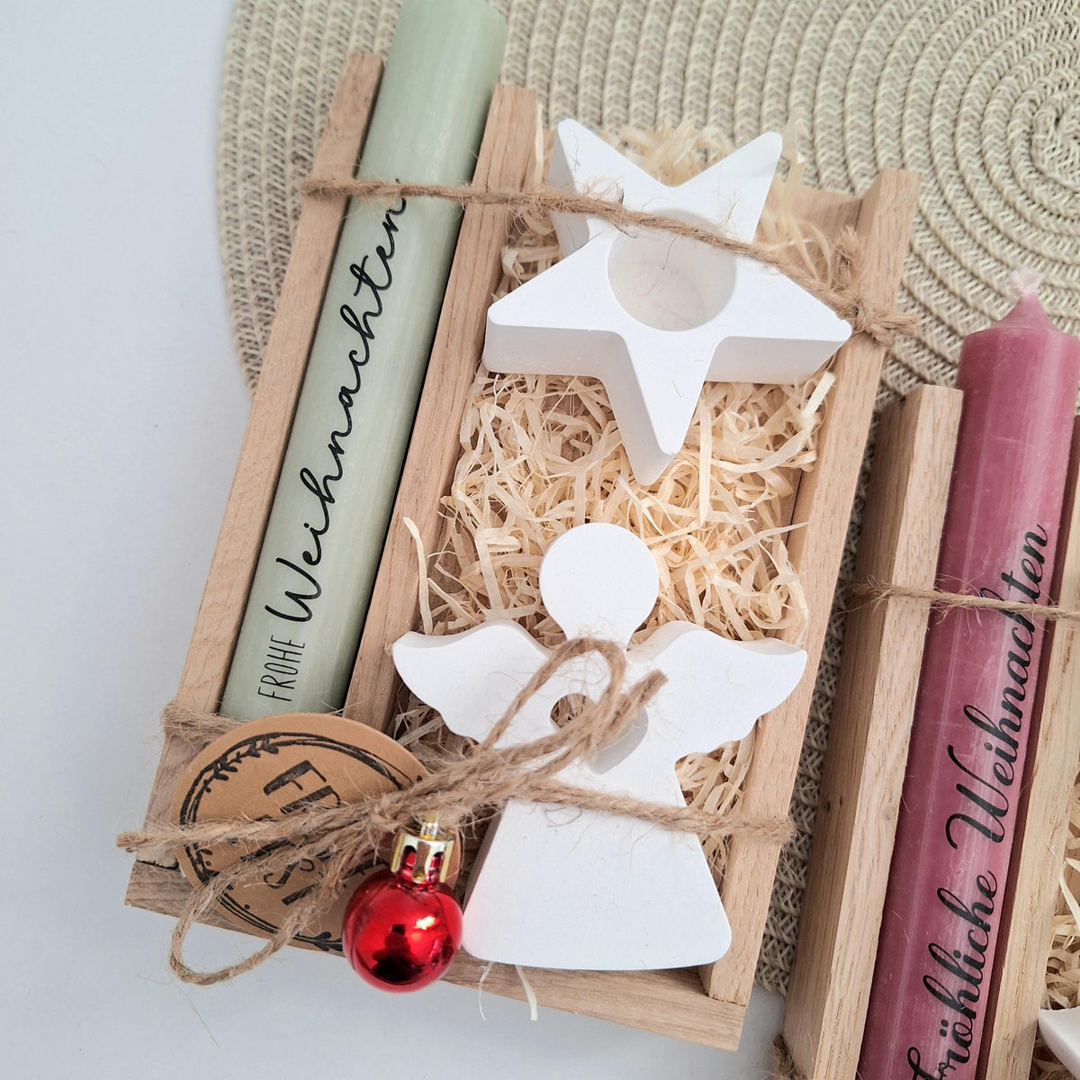 Weihnachten Geschenkset Weihnachtsgeschenk Engel Kerzenhalter Stern Wichtelgeschenk Kerzenset Wichteln Nikolaus Advent