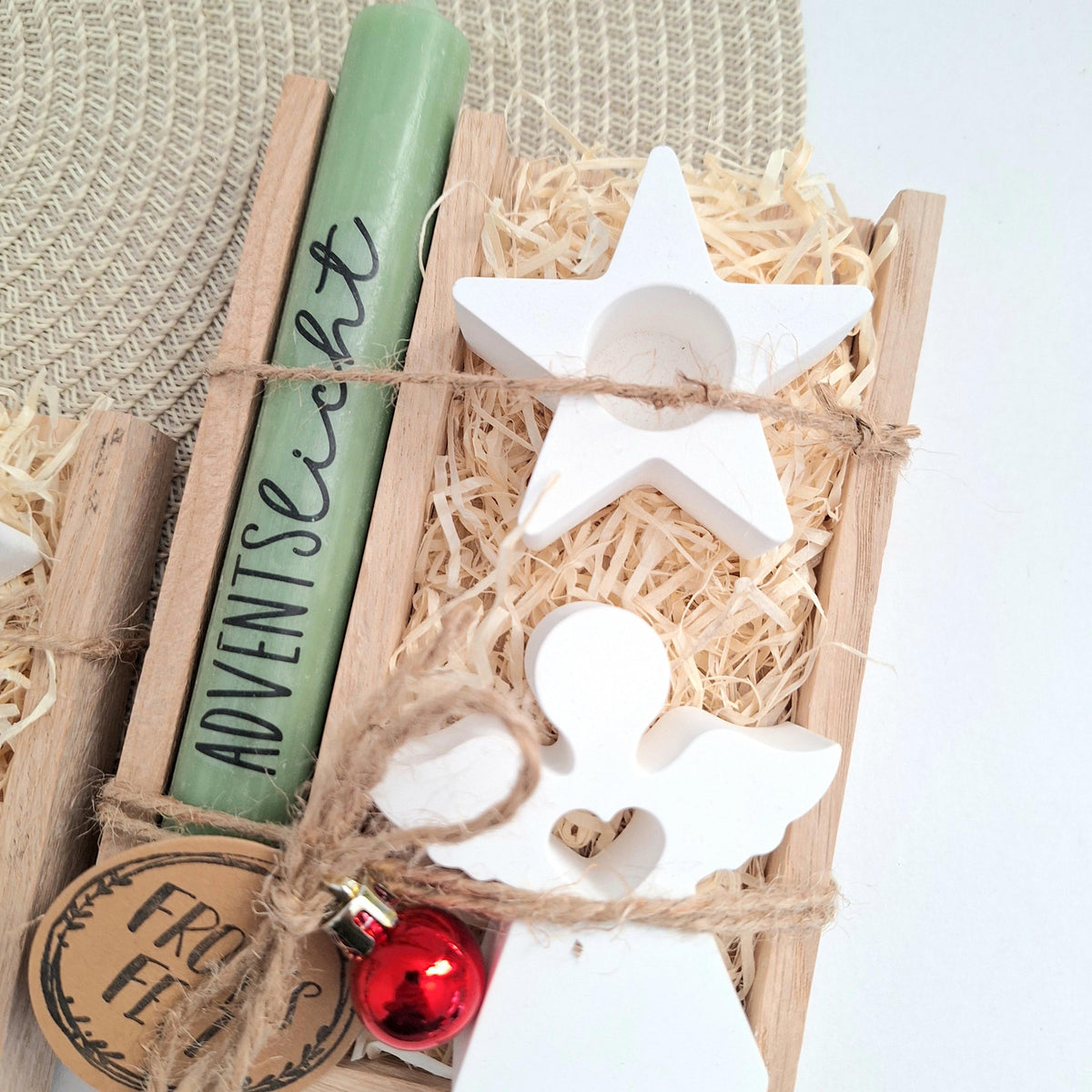 Weihnachten Geschenkset Weihnachtsgeschenk Engel Kerzenhalter Stern Wichtelgeschenk Kerzenset Wichteln Nikolaus Advent