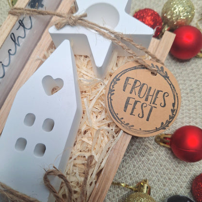 Weihnachten Geschenkset Weihnachtsgeschenk Haus / Lichthaus Kerzenhalter Stern Wichtelgeschenk Kerzenset Wichteln Nikolaus Advent