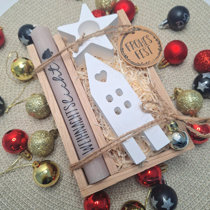 Weihnachten Geschenkset Weihnachtsgeschenk Haus / Lichthaus Kerzenhalter Stern Wichtelgeschenk Kerzenset Wichteln Nikolaus Advent